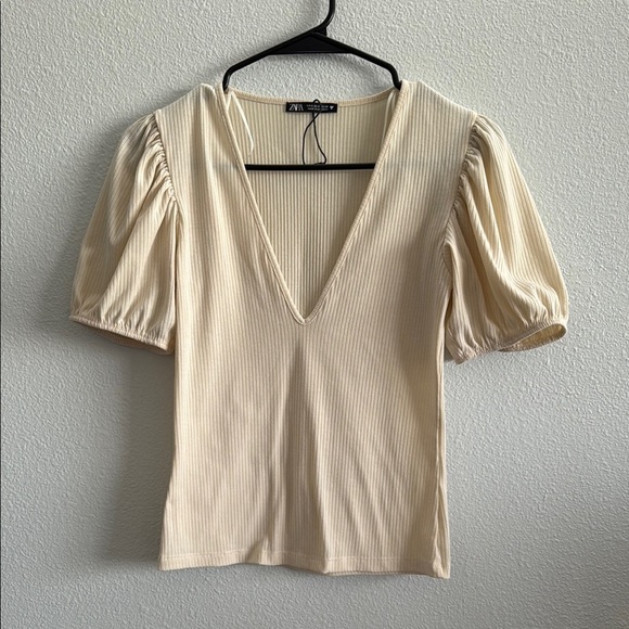 Zara Puff Short Sleeve Top Size Small - Picture 1 of 4